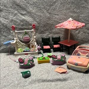 Fisher Price Loving Family Furniture- car, outdoor set, outdoor items lot